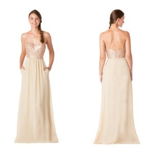 Bari Jay 1705 Champagne Bridesmaid Dress Sequin